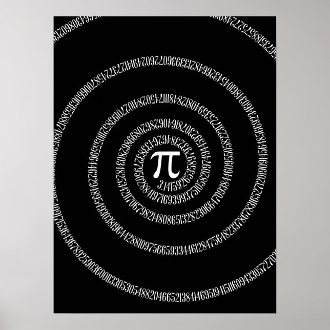 Spirale für Pi-Typografie auf schwarz Poster (Vorne)