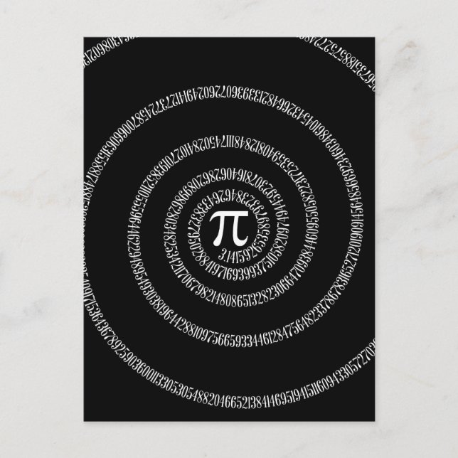 Spirale für Pi-Typografie auf schwarz Postkarte (Vorderseite)