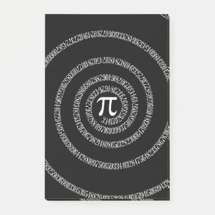 Spirale für Pi-Zahlen auf schwarz Post-it Klebezettel