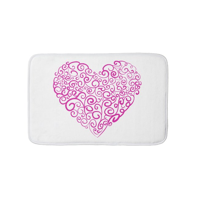 Spirale Handschrift rosa Herz für Valentinstag Badematte (Vorderseite)