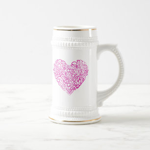 Spirale Handschrift rosa Herz für Valentinstag Bierglas