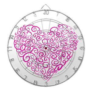 Spirale Handschrift rosa Herz für Valentinstag Dartscheibe