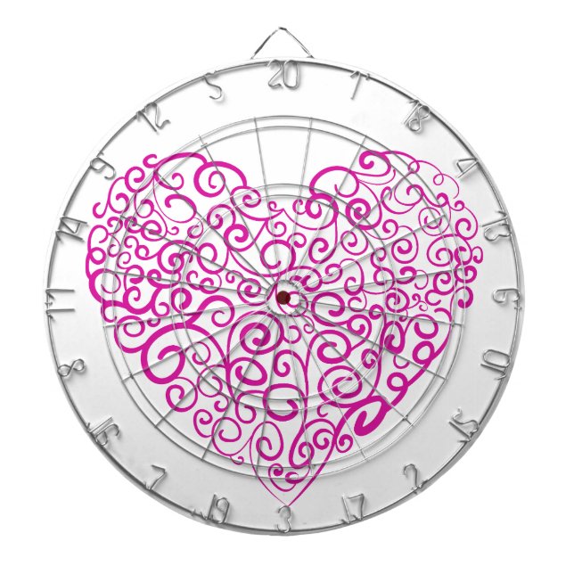 Spirale Handschrift rosa Herz für Valentinstag Dartscheibe (vorne)