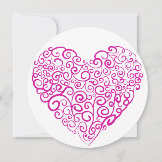 Spirale Handschrift rosa Herz für Valentinstag Feiertagskarte
