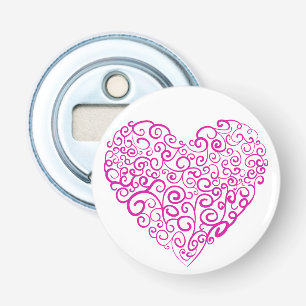Spirale Handschrift rosa Herz für Valentinstag Flaschenöffner