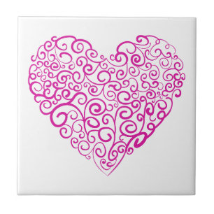 Spirale Handschrift rosa Herz für Valentinstag Fliese