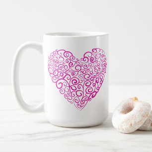 Spirale Handschrift rosa Herz für Valentinstag Kaffeetasse