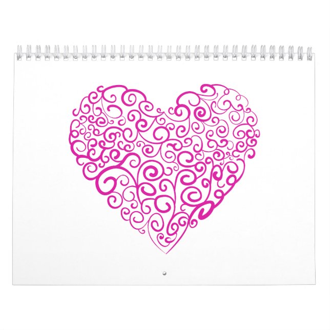 Spirale Handschrift rosa Herz für Valentinstag Kalender (Titelbild)