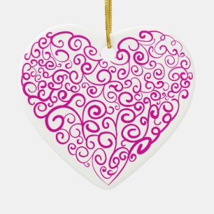Spirale Handschrift rosa Herz für Valentinstag Keramik Ornament