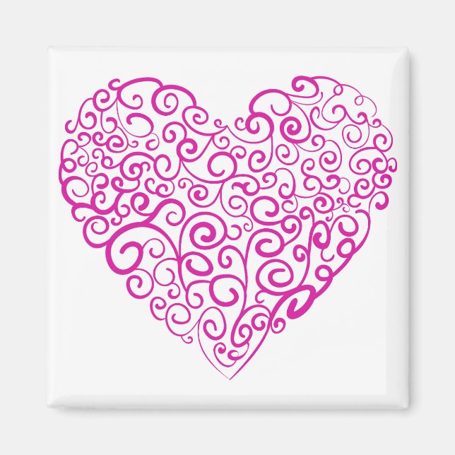 Spirale Handschrift rosa Herz für Valentinstag Magnet (Vorne)