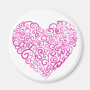 Spirale Handschrift rosa Herz für Valentinstag Magnet