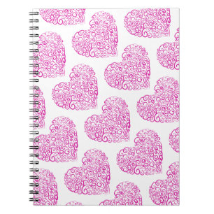 Spirale Handschrift rosa Herz für Valentinstag Notizblock