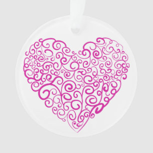 Spirale Handschrift rosa Herz für Valentinstag Ornament