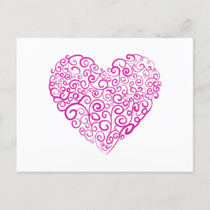 Spirale Handschrift rosa Herz für Valentinstag Postkarte