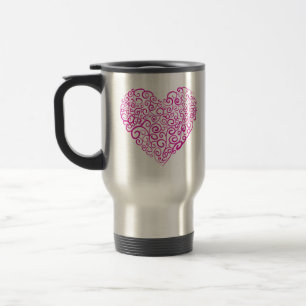 Spirale Handschrift rosa Herz für Valentinstag Reisebecher