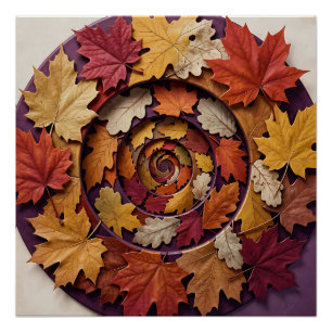Spirale Herbstblätter Kreisförmiges Herbstlaub  Poster