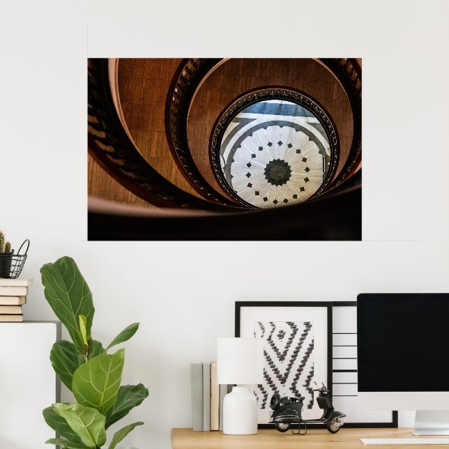 Spirale Holztreppe Abstraktes Poster (Heimbüro)