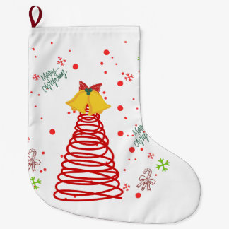 Spirale Weihnachtsbaum- und Glocken-Design Großer Weihnachtsstrumpf