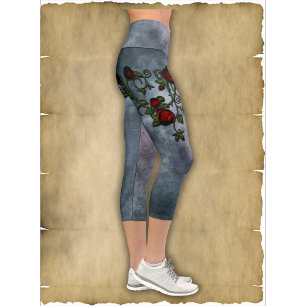 Spiraled Splendor: Eine Rose Weingeschichte Capri Leggings
