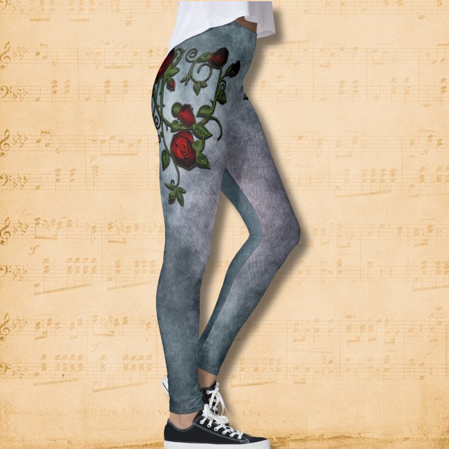 Spiraled Splendor: Eine Rose Weingeschichte Leggings (Von Creator hochgeladen)