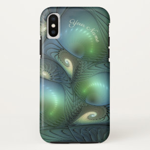 Spiralen Aquamarin Beige Grün Abstraktes Fraktal K Case-Mate iPhone Hülle