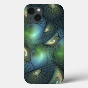 Spiralen Aquamarin Beige Grün Abstraktes Fraktal K Case-Mate iPhone Hülle