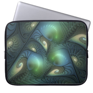 Spiralen Aquamarin Beige Grün Abstraktes Fraktal K Laptopschutzhülle