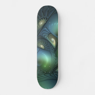 Spiralen Aquamarin Beige Grün Abstraktes Fraktal K Skateboard