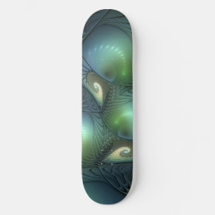 Spiralen Aquamarin Beige Grün Abstraktes Fraktal K Skateboard