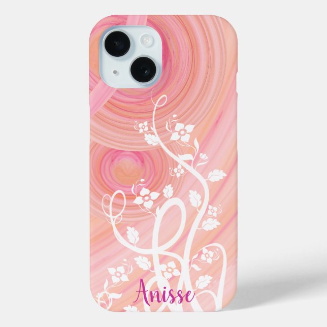 Spiralen aus Pfirsich und Pink, Filigres und Blume Case-Mate iPhone Hülle (Rückseite)