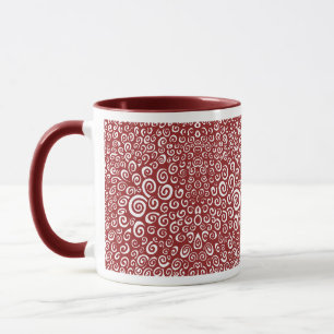 Spiralen - Maroon auf Weiß Tasse