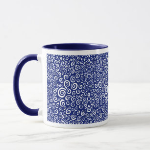 Spiralen - Navy Blue on White Tasse