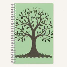 🌳 Spiralen Notizbuch Lebensbaum Blassgrün