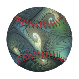 Spiralen Türkis Beige Grüne Abstrakte Fraktal Kuns Baseball