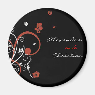 Spiralen u. Blumen, die Save the Date 2 Wedding Magnet