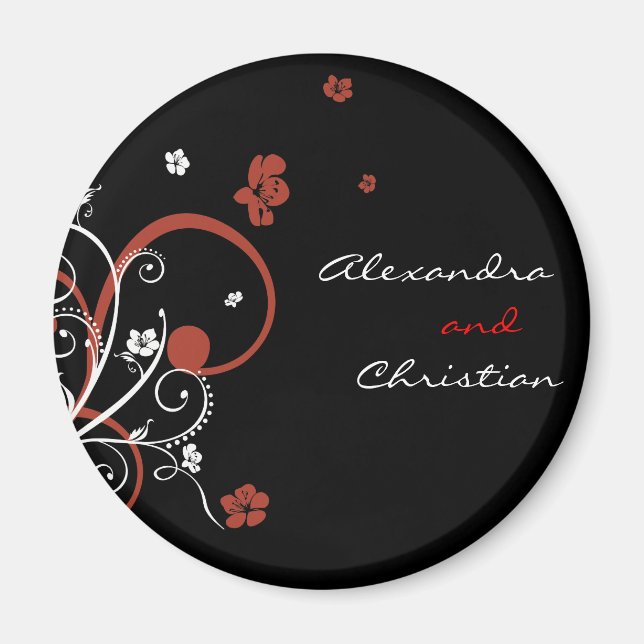 Spiralen und Blume Hochzeitsszenarien speichern da Magnet (Vorne)