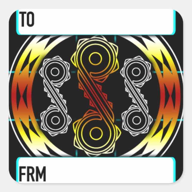 Spiralen und Diamanten in Sternexplosion Quadratischer Aufkleber (Vorderseite)