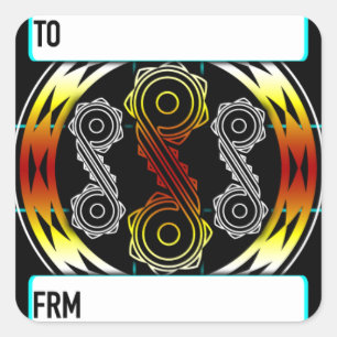 Spiralen und Diamanten in Sternexplosion Quadratischer Aufkleber