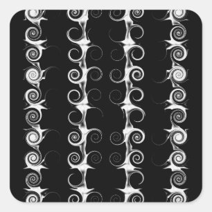 Spiralen und Wirbel Schwarzweiß-Muster Quadratischer Aufkleber
