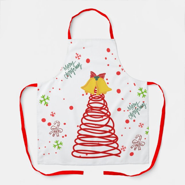 Spiraler Weihnachtsbaum und Glocken Design Schürze (Vorderseite)
