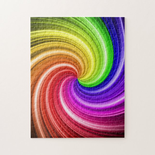 Spiralfarbene Gefärbte Krawatte Regenbogen Swirl A Puzzle (Vertikal)