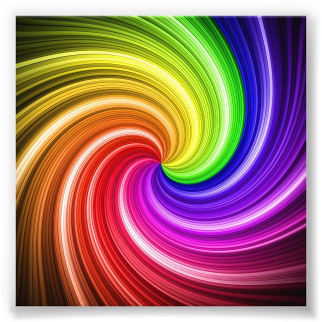 Spiralfarbige Tie-Dye-Regenbogenwirbel-Kunstmuster Fotodruck (Vorne)