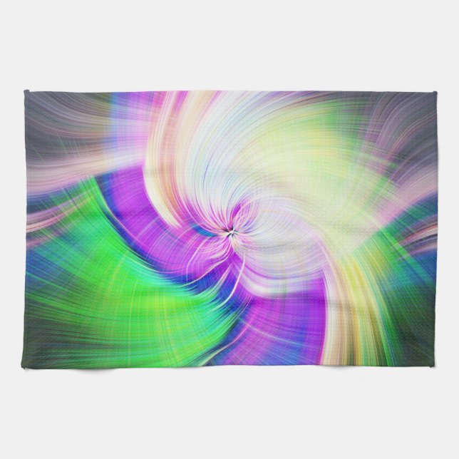 SPIRALFLUO - Psychedelisch-farbiges modernes Frakt Geschirrtuch (Horizontal)