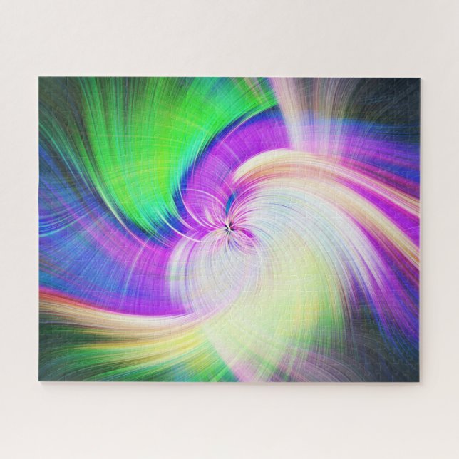 SPIRALFLUO - Psychedelisch-farbiges modernes Frakt Puzzle (Horizontal)