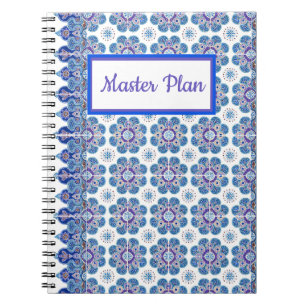 Spiralfolienprint Blau und lila Kacheln Notizblock