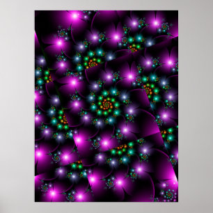 Spiralförmige Blumenlichter Poster