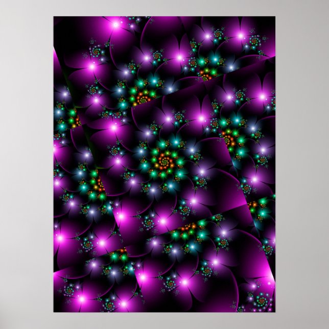 Spiralförmige Blumenlichter Poster (Vorne)