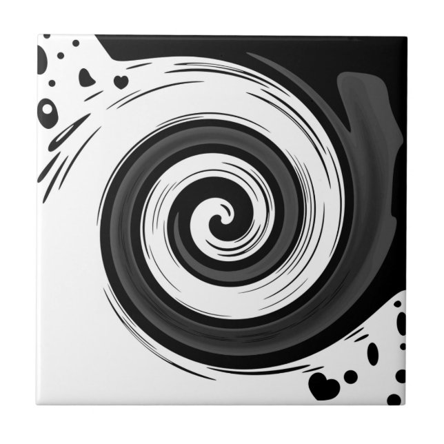 Spiralförmige flüssige Zirkulation moderne schwarz Fliese (Vorderseite)