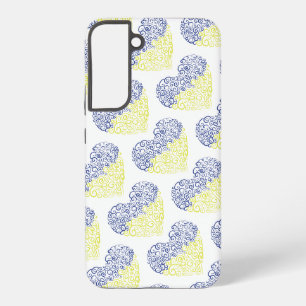 Spiralförmige Mehndi-Herz in ukrainischen Flaggenf Samsung Galaxy Hülle