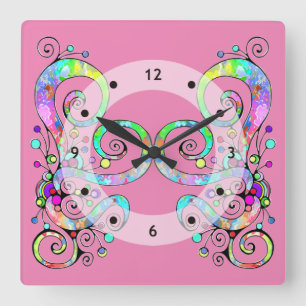 Spiralherz Handgemalt Design 1 Quadratische Wanduhr